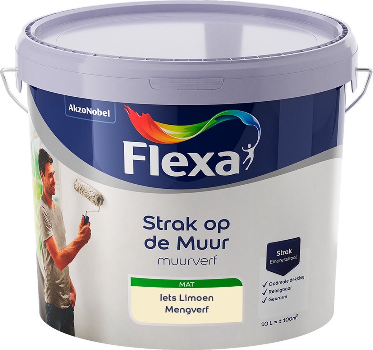 FLEXA Strak op de Muur Muurverf - Mat - Mengkleur - Iets Limoen - 10 liter