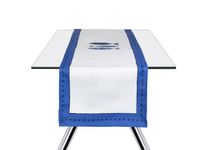 Excelsa Ocean Table Runner, Katoen, Wit en Blauw, 45x140