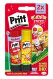 Pritt lijmstift, 2 glitterlijmsticks in rood en geel met elk 20 g, oplosmiddelvrije, kindvriendelijke lijm voor kunst en knutselen, lijm voor school & kantoorbenodigdheden
