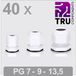 TRU COMPONENTS TC-13448636 Wartel PG7, PG9, PG13 Polyamide Wit 40 stuk(s)