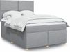 vidaXL Boxspringbed met matras, stof, lichtgrijs, 160x200 cm