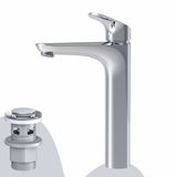 AM.PM Like - Wastafelkraan hoog met push-open waste set - Messing - Chroom