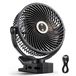 VEVOR Draagbare ventilator met clip met ledlicht, 2 standen, accu 37 Wh, 4 snelheden, 3 vaste snelheden en 1 circulatiemodus, touch-bediening, USB-C-ventilator voor reizen, camping, bureau, kantoor
