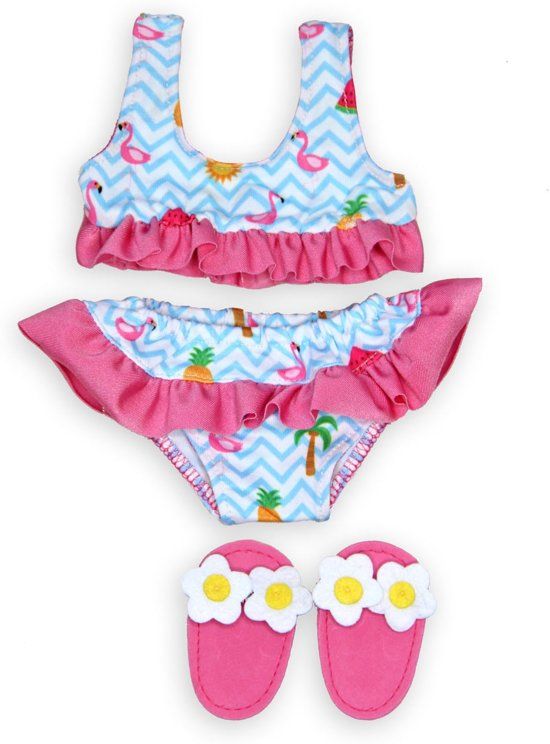 Martell Poppen Bikini met Slippers Flamingo 35-45 cm