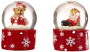 Dekohelden24 Mini sneeuwbol kerstman/teddybeer set van 2
