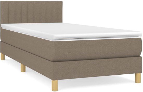 vidaXL Boxspring met matras stof taupe 90x200 cm