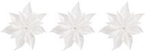 Cosy & Trendy Décoration de sapin de Noël - 3x - fleur - sur clip - étoile de Noël blanche - 18 cm