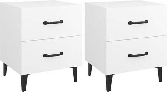 vidaXL Nachtkastjes 2 stuks Wit Hout 40x35x47,5 cm