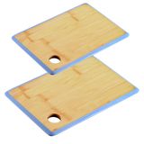 Kesper Keuken voedsel bereiden snijplanken voordeelset - 35 x 26 en 23 x 15 cm - bamboe hout - rand blauw