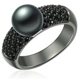 Valero Pearls Parel ring Sterling zilver Gekweekte zoetwaterparels pauw blauw