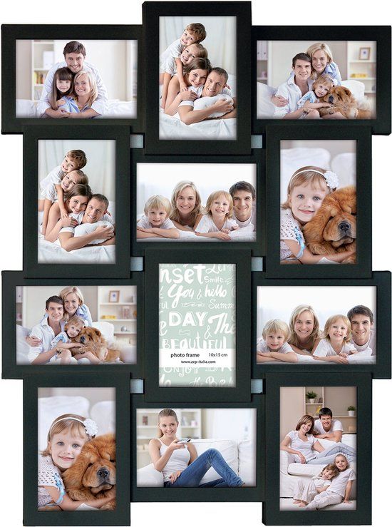 ZEP Rhoda Multi Photo Frame - Black - 12 Photos 10x15cm - 44.5 x 58.5cm