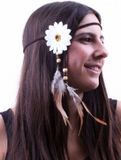Merkloos Hippie Flower Power Hoofdbandje - Wit - Dames - Ibiza Stijl