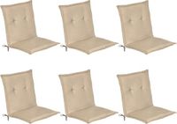 Beautissu Set van 6x Tuinkussens Lage Rug Loft NL 100 x 50 x 6 cm - Kussen Natuur
