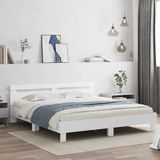 vidaXL Bedframe met LED-stripverlichting Wit 193 x 203 cm Bewerkt hout