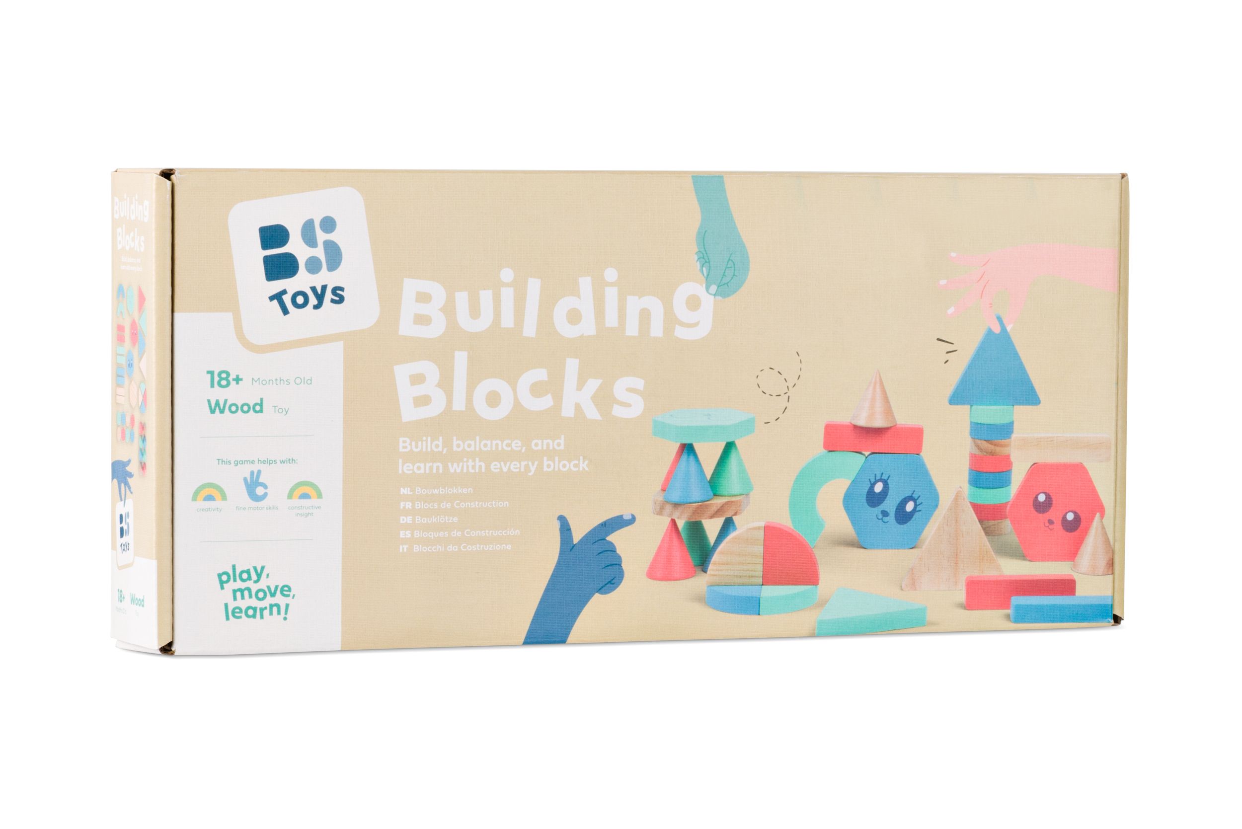 BS Toys Bouwblokken - 38 Stuks - Hout - Meerkleurig