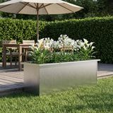 vidaXL Plantenbak met led zilver 30 x 100 x 30 cm roestvrij staal