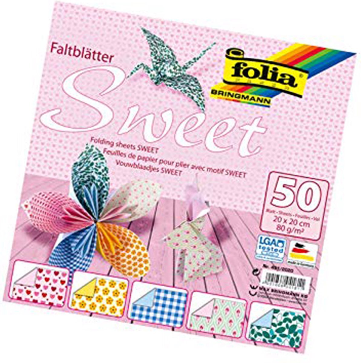 Folia Vouwbladen 20x20cm 80g 10x5 ass. sweet