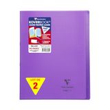 Clairefontaine 981650AMZC Pak met 2 Geniete Schriften Koverbook Violet - 24x32 cm - 96 Pagina’s Kleine Ruitjes met Kantlijn - Wit Papier 90 g - Polypropyleen Omslag