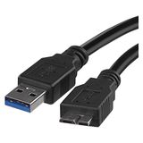 EMOS 3.0 Micro USB naar USB harde schijf kabel, 5 Gbit/s, USB HDD-kabel, datakabel, oplaadkabel, USB Micro B-stekker naar A-stekker, 1 m, zwart