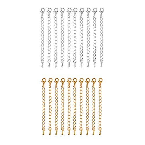 perfk 20 Stuks Ketting Armband Ketting Verlengstuk Roestvrij Staal, Goud / Zilver