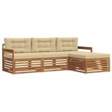 vidaXL Buiten bank set 4 st Natuurlijk en Beige