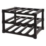 Well Home Wijnrek met 3 lagen, stapelbaar, van polypropyleen, zwart, voor 12 flessen, 39 x 30 x 25 cm