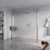FortiFura Galeria Vrijstaande Inloopdouche - 180x200cm - helder geribbeld - antikalk - 8mm veiligheidsglas - 2 zijwanden - 30cm - wandsteunen en hoekprofielen - PVD - geborsteld gunmetal (antraciet)
