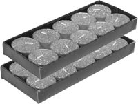 Gerimport Theelichtjes/Waxinelichtjes Kaarsjes - 20x - Zilver Glitters 3,5 cm