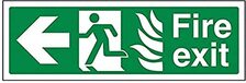 VSafety NHS Fire Exit Arrow Left Sign - 300mm x 100mm - Rigid Plastic