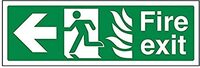 VSafety NHS Fire Exit Arrow Left Sign - 300mm x 100mm - Rigid Plastic