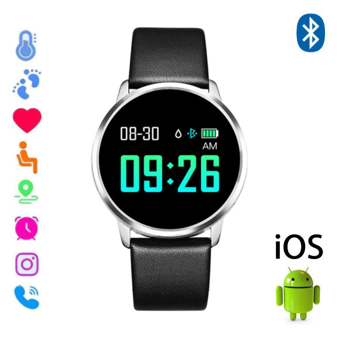 Stuff Certified Q8 Smartband Sport Smartwatch Smartphone Horloge OLED iOS Android Zilver Leer