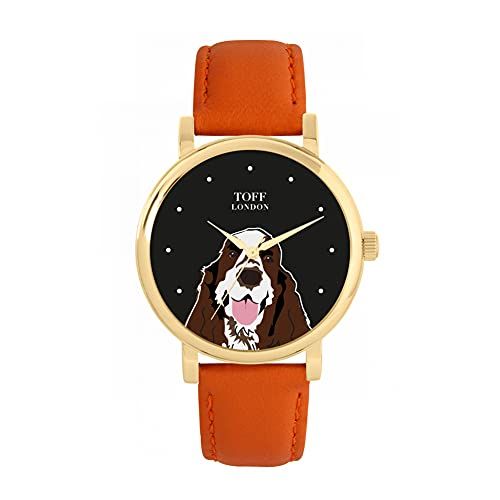 Toff London Bruin Wit Cocker Spaniel Hoofd Hondenhorloge - 5059656705796
