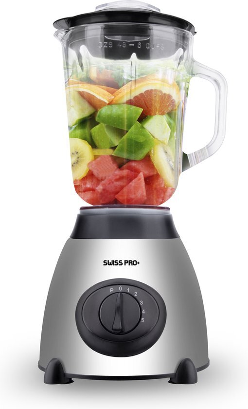 Swiss Pro+ SME600.6S | 2 in 1 Blender Glazen Blender 1.5L | Silver Edition | Bonus: Koffiemolen | 2022