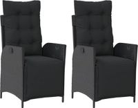 vidaXL Tuinstoelen - 2 stuks - Verstelbaar - Met voetensteun - Poly Rattan - Zwart