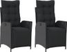 vidaXL Tuinstoelen - 2 stuks - Verstelbaar - Met voetensteun - Poly Rattan - Zwart