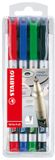 STABILO Write-4-all Permanente Marker Set - 4 Stuks - Extra Fijn - 0.4 mm - Zwart, Blauw, Groen, Rood