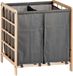 Kipit Wasmand Woodbox - Gris - 2 Compartiments - 59x33x60 cm