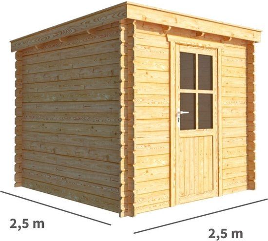 Merkloos Tuinhuisje Blokhut Els 250 cm bij 250 cm diep Lessenaarsdak bruin