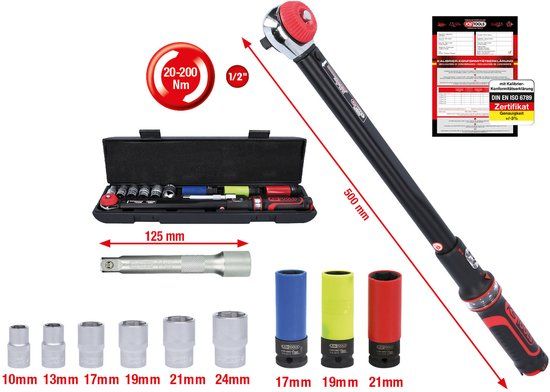 KS Tools ERGOTORQUEprecision Momentsleutelset met ratel 1/2 (12.5 mm) 20 - 200 Nm