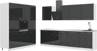 Vicco Complete keukeneenheid Fame-Line, Antraciet Hoogglans/Wit, 460 cm