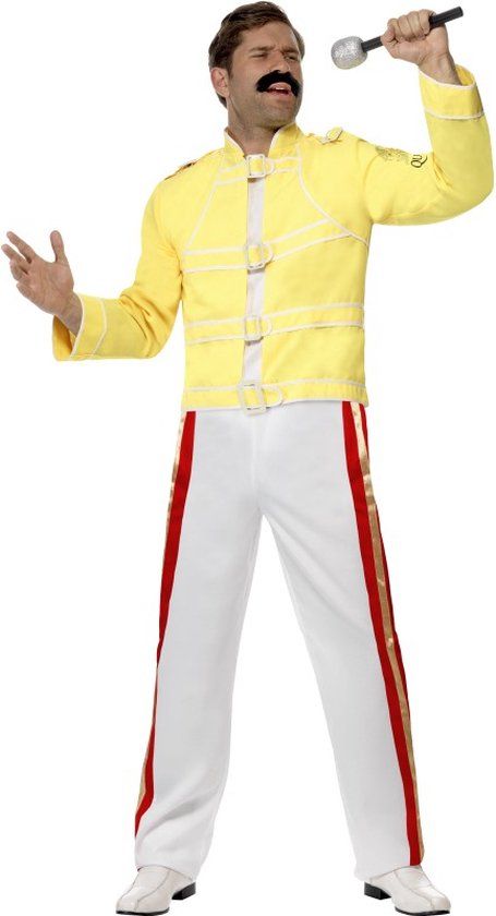 Smiffys Freddie Mercury Kostuum - Geel/Wit - Maat M