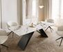 DELIFE Table à manger Edge céramique Calacatta Luxe blanc-or-gris 180-220x100 V-frame plat acier noir extensible