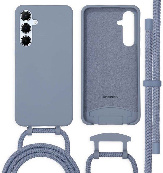 imoshion Hoesje - Geschikt voor Samsung Galaxy A55 (5G) - Color Backcover met afneembaar koord - Ash Blue