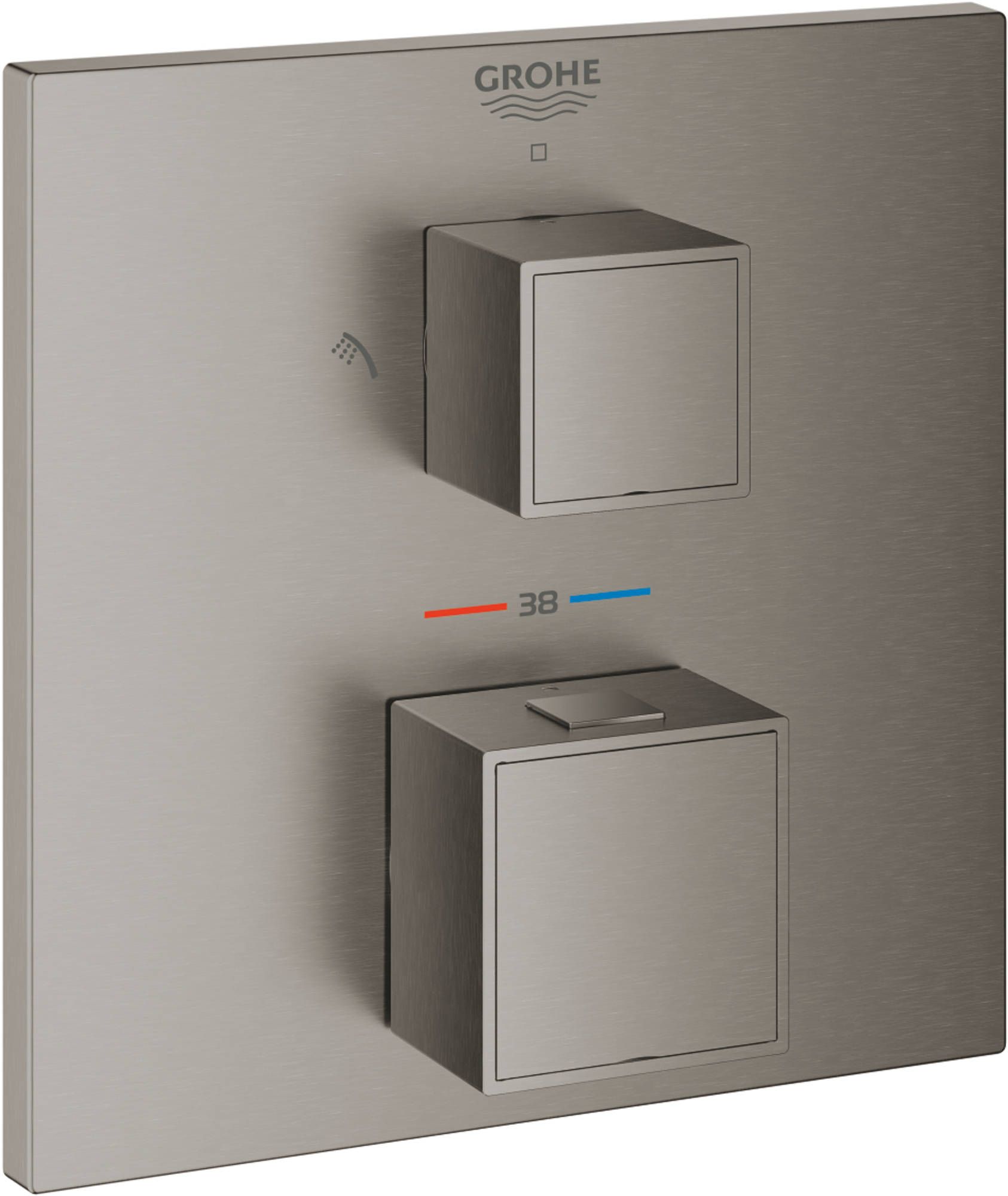 GROHE Grohtherm Cube Afbouwdeel met Omstelling 15,8x4,3x15,8 cm Hard Graphite Geborsteld