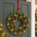 Couronne décorée - avec éclairage - D45 cm - avec cintre de porte rouge - couronne de Noël