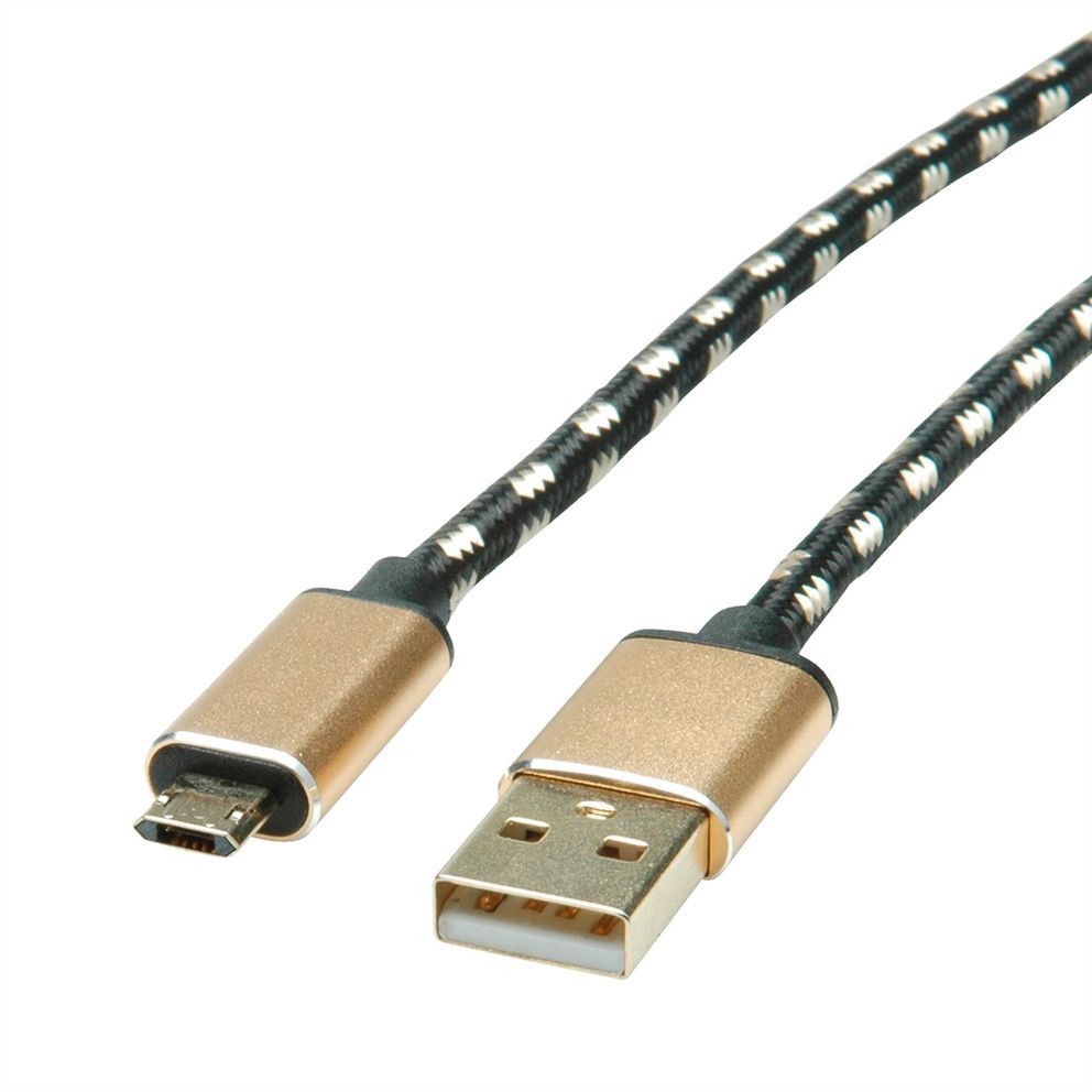 ROLINE 11.02.8819 USB-kabel - 0,8 m - Zwart, Goud
