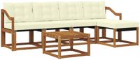 vidaXL - Bank loungeset - 5 zitplekken - Acacia hout - Naturel en crème