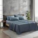 Kenneth Cole Solutions Queen lakens, zacht gerecycled polyester 6-delige beddengoedset, kreukbestendige en verkoelende afwerking (effen blauw, queensize)
