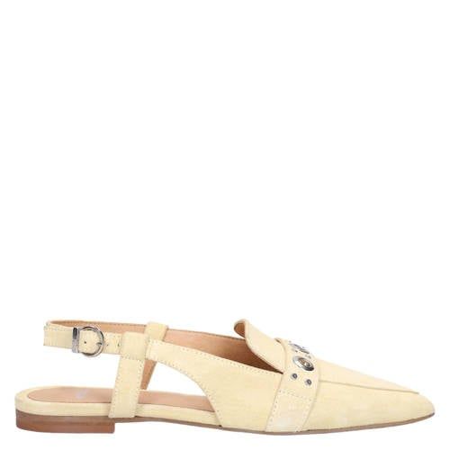 Manfield suède slingback loafers lichtgeel