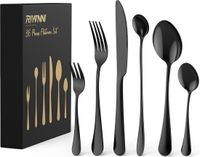 Unyqoos® Set de couverts pour 6 personnes, 36 pièces, Noir